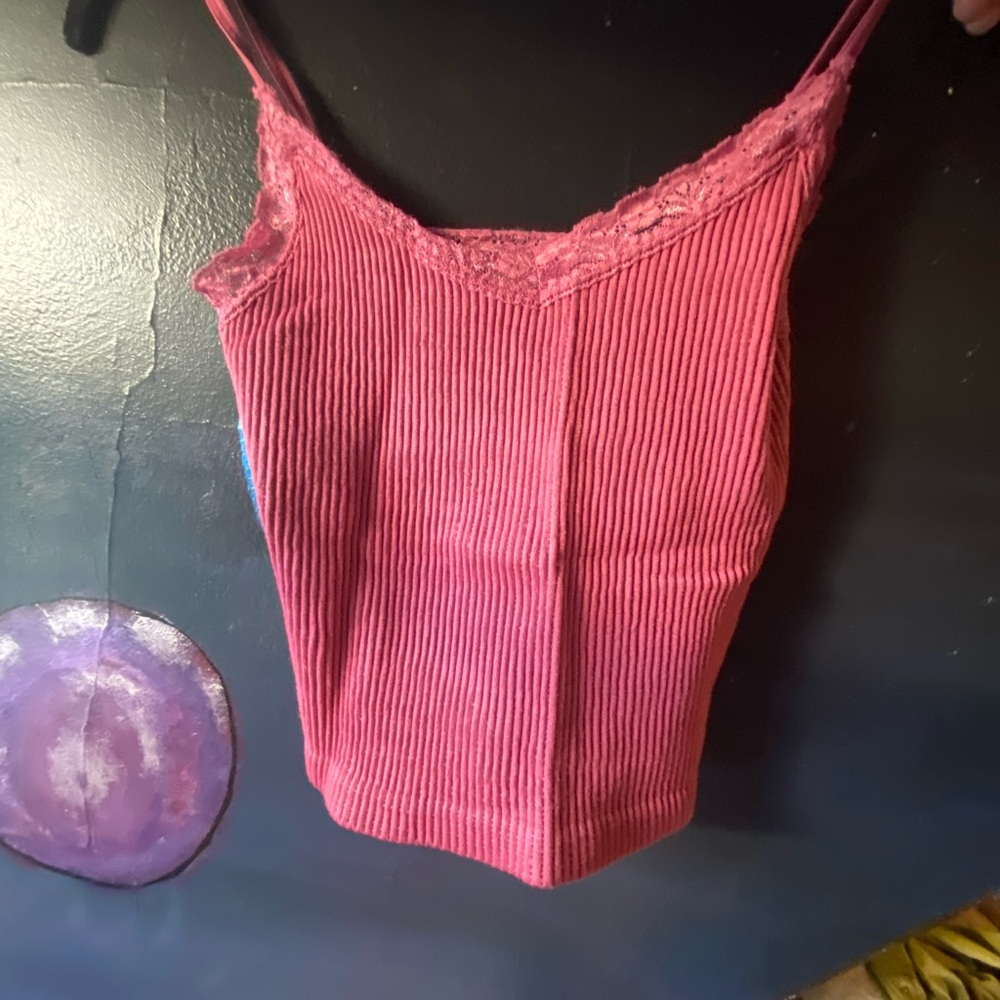 Women's Purple Lace Trim Cropped Cami Top
